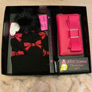 Betsy Johnson gift combo, includes beanie and wallet